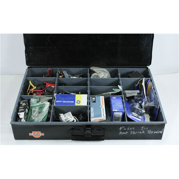 WURTH BOX OF VARIOUS ELECTRICAL COMPONENTS INCLUDING BULBS, SWITCHES AND CONNECTORS