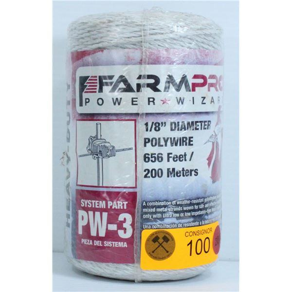 FARM PRO POWER WIZARD 1/8" DIAMETER POLYWIRE 656 FEET / 200 METERS