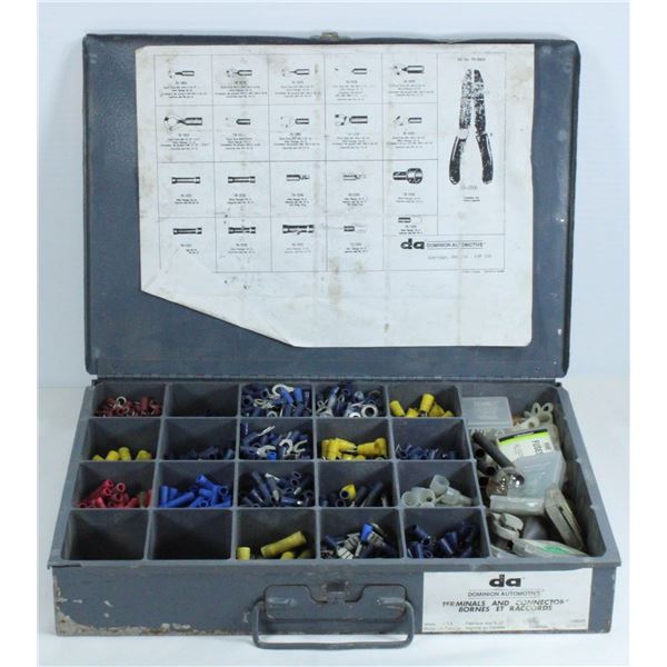 BOX OF ASSORTED ELECTRICAL CRIMP CONNECTORS (SMALL GAUGE) AND MORE