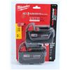 Image 1 : NEW MILWAUKEE M18 TWO PACK OF REDLITHIUM XC5.0 EXTENDED CAPACITY BATTERY PACKS