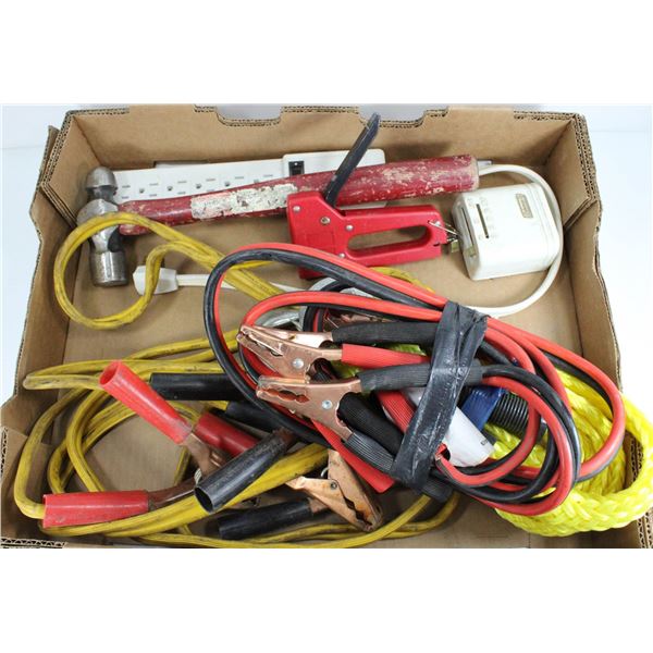 SET OF BOOSTER CABLES AND TOW STRAPS