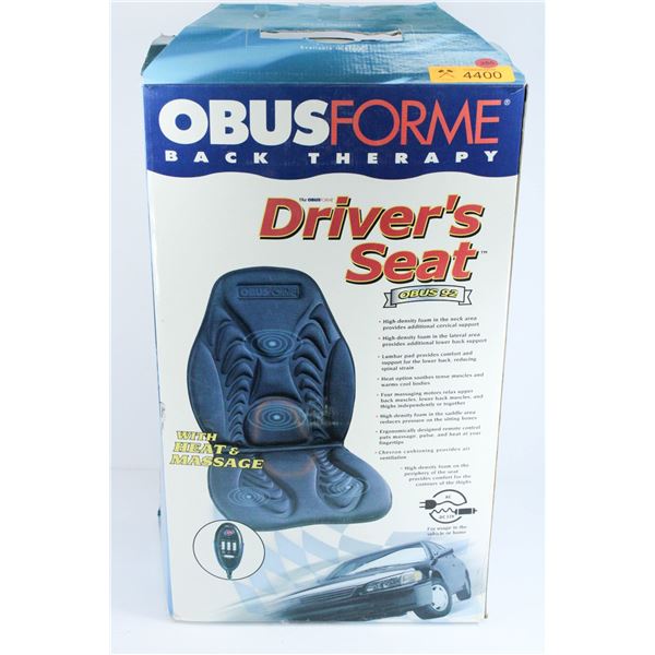 OBUSFORME BACK THERAPY DRIVER'S SEAT - HEAT AND MASSAGE - AC & 12 VOLT