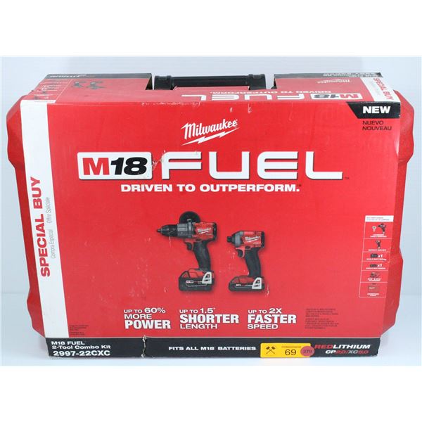 NEW MILWAUKEE M18 FUEL HAMMER DRILL/DRIVER & IMPACT DRIVER, 2-TOOL COMBO KIT MODEL 2997-22CXC