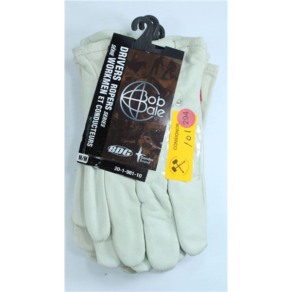 BUNDLE OF THREE PAIRS BOB DALE LEATHER GLOVES - SIZE MEDIUM
