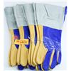 Image 1 : LOT OF 4 PAIRS LEATHER WELDING GLOVES - SIZE MEDIUM
