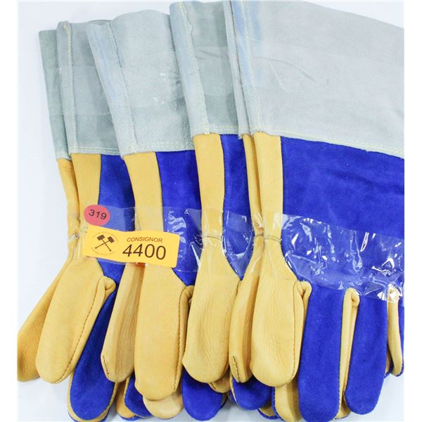 LOT OF 4 PAIRS LEATHER WELDING GLOVES - SIZE MEDIUM
