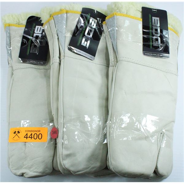 3 PAIR OF BDG WINTER LINED WORK MITTS