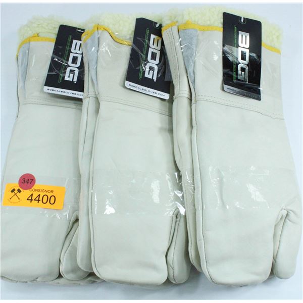 3 PAIR OF BDG WINTER LINED WORK MITTS