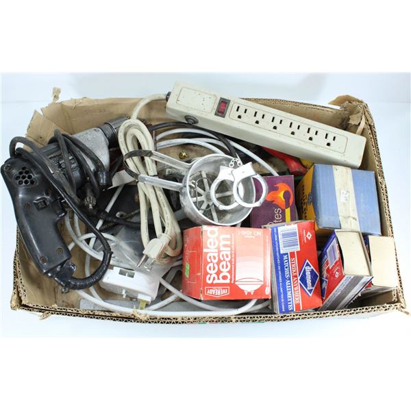 FLAT OF MISC TOOLS INCLUDE DRILL & POWERBAR