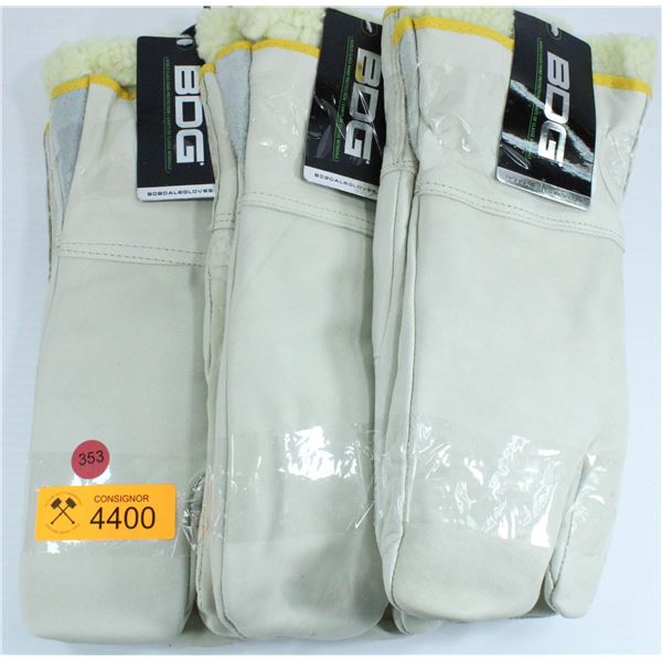 3 PAIR OF BDG WINTER LINED WORK MITTS