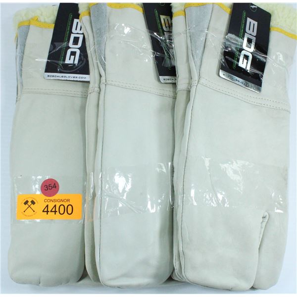 3 PAIR OF BDG WINTER LINED WORK MITTS