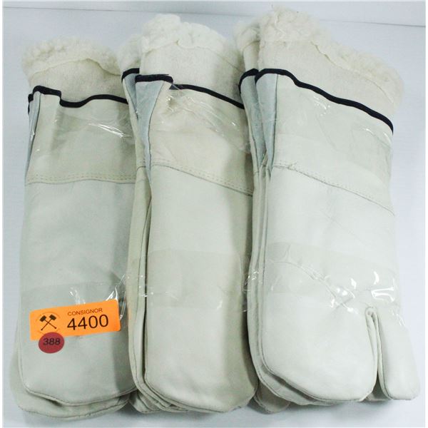 LOT OF 3 HEAY DUTY LINED WINTER WORK MITTS