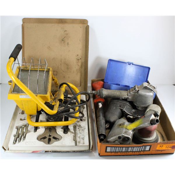 LOT OF MISC. TOOLS; FLANGE TYPE PULLER, NUEMATIC IMPACTS AND SANDERS,