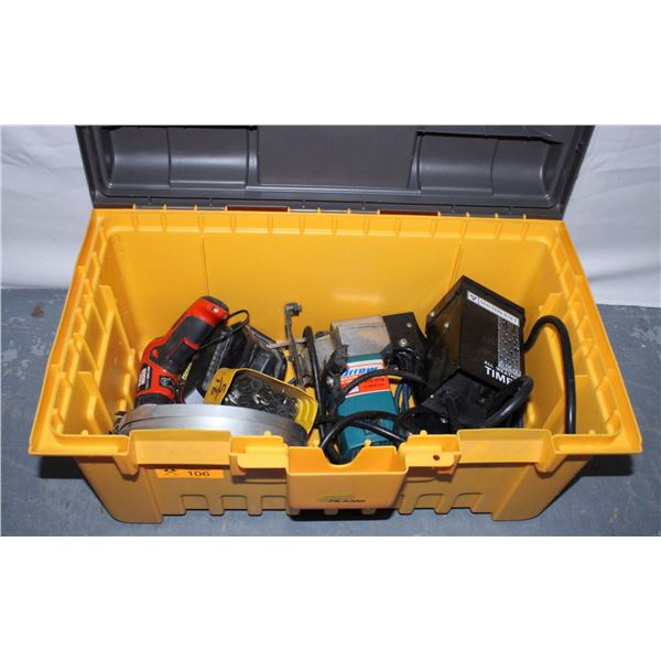 YELLOW TOOL BOX w/ CONTENTS