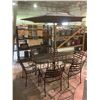 Image 2 : 9 PIECE BLACK METAL MESH PATIO TABLE SET, INCLUDES UMBRELLA WITH BASE, STAND, 6 CHAIRS, AND LOVESEAT