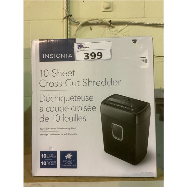 INSIGNIA 10-SHEET CROSS CUT SHREDDER