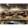 Image 2 : 4 SHELVES OF ASSORTED FLAGGER AND PAINTERS TOOLS; FLAGGING SIGNS, PAINT TRAYS, SANDING DISCS AND