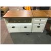 Image 2 : 4 PIECE OAK AND WHITE COUNTRY STYLE CORNER OFFICE DESK WITH RUNOFF CREDENZA