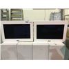 Image 2 : 2 32" HYPEBOX TVS NO CORDS, UNTESTED AND 9 PEDESTALS 39" X 16"