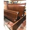 Image 2 : KING SIZE WOOD SLEIGH BED WITH RAILS, HEADBOARD AND FOOTBOARD MISSING HARDWARE
