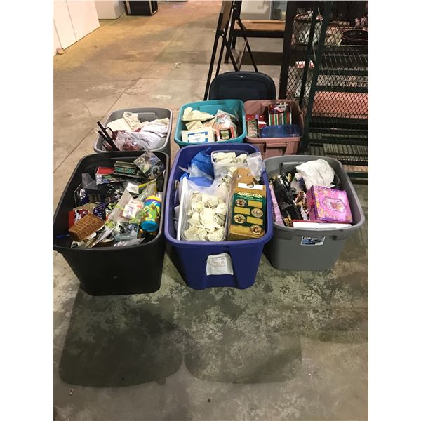 6 BINS OF ASSORTED DOLLS, COLLECTABLES AND MORE