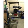 Image 2 : 5 TIER METAL SHELF WITH CONTENTS; FISHING RODS, LAPTOP DOCK, FIRST AID KIT AND MORE