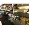 Image 1 : 2 SHELVES OF ASSORTED PUZZLES, STUFFED ANIMALS, CHANDELIER AND MORE