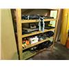 Image 2 : 4 SHELVES OF ASSORTED TOOLS, CAMERA TRIPODS, CUTTING BOARD AND MORE