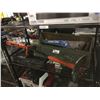 Image 1 : SHELF LOT OF ASSORTED TOOLS INCLUDING WEED EATER, HANDSAW, WOODEN TOOLBOX AND MORE
