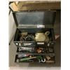 Image 1 : GREY TOOLBOX WITH CONTENTS INCLUDING; WAXING PADS, PAINT ROLLER, MAGNETIC PARTS TRAY & MORE