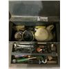 Image 2 : GREY TOOLBOX WITH CONTENTS INCLUDING; WAXING PADS, PAINT ROLLER, MAGNETIC PARTS TRAY & MORE