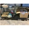 Image 1 : SHELF LOT OF ASSORTED NAPKINS, SCALE, CUTTING BOARDS, AND MORE