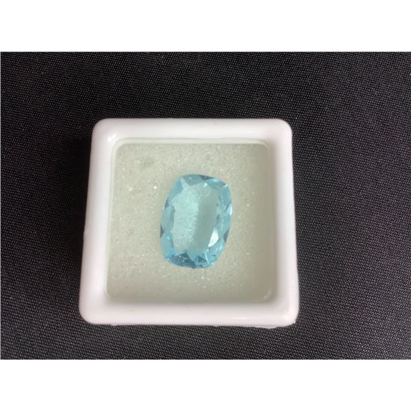 SKY BLUE TOPAZ 5.62CT 13.98 X 10.08 X 4.55MM CUSHION CUT LOUPE CLEAN BRAZIL