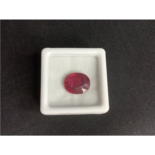 NATURAL RED RUBY 5.31CT 12 X 9.9 X 4.3MM OVAL CUT VVS MADAGASCAR POSSIBLE G.F.