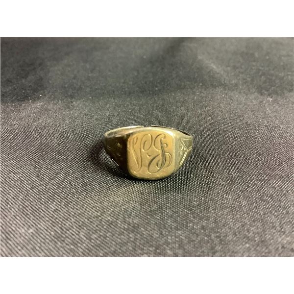 10K YELLOW GOLD & STERLING SILVER SIGNET RING