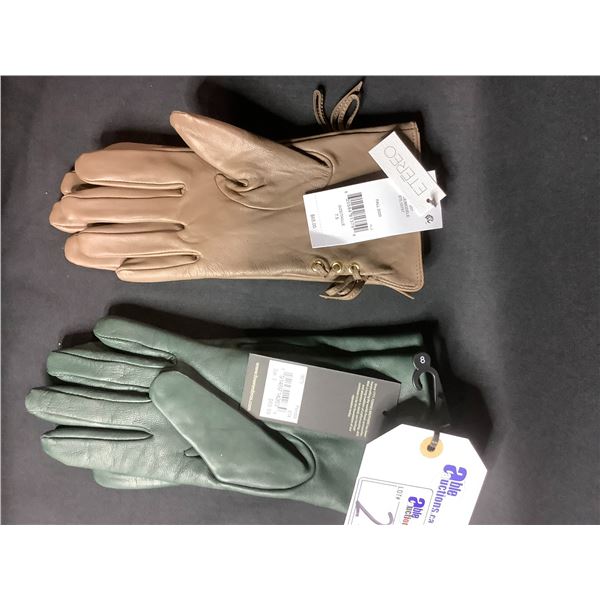 2 NEW PAIRS OF FOWNES, & ETEREO LADIES GLOVES, SIZE 7.5 AND SIZE 8