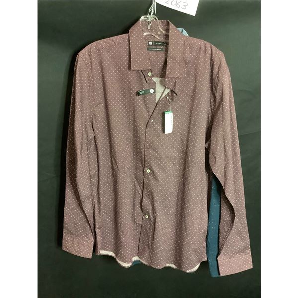 5 MEN'S DESIGNER DRESS SHIRTS, SIZE LARGE