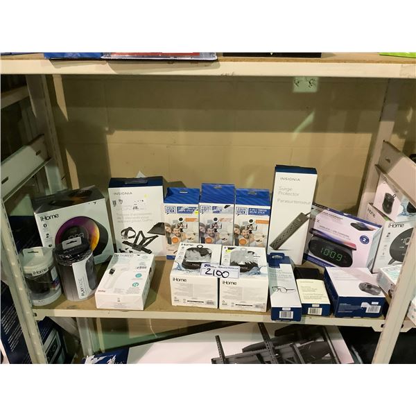 *VARIOUS ITEMS* SELFIE STICKS, SURGE PROTECTOR, ALARM CLOCKS, SPEAKERS, TRAVEL ADAPTER, & MORE