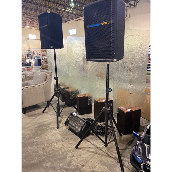 *TESTED WORKING* PA SYSTEM INCLUDING; 2 YORKVILLE PULSE 12 SPEAKERS WITH STANDS & YORKVILLE M810