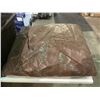 Image 3 : LARGE BROWN TARP, SIGN, AND TOTE OF OFFICE SUPPLIES
