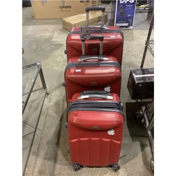 3 PC VERCELLI RED ROLLING SUITCASE