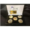 Image 1 : 5, MICHAEL JORDAN GOLD PLATED BASKETBALL COLLECTOR COINS WITH CASE