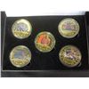 Image 2 : 5, MICHAEL JORDAN GOLD PLATED BASKETBALL COLLECTOR COINS WITH CASE