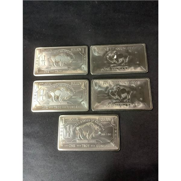 5X  1 TROY OUNCE .999 FINE TITANIUM BARS