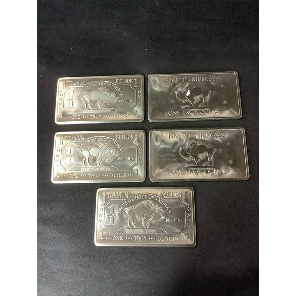 5X  1 TROY OUNCE .999 FINE TITANIUM BARS