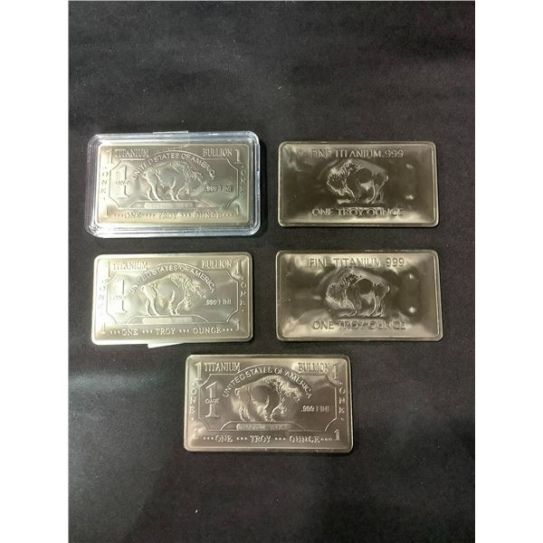 5X  1 TROY OUNCE .999 FINE TITANIUM BARS