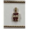 Image 2 : 14KT DIAMOND AND RUBY PENDANT WITH BROKEN 14KT CHAIN
