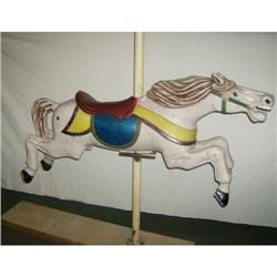 Iron carousel  horse on wooden base