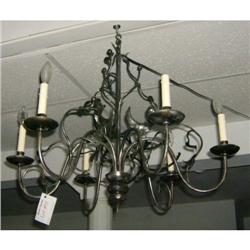 Hand wrought iron hanging fixture with birds