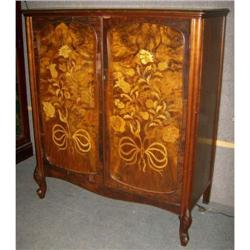 Floral marquetry two door wardrobe